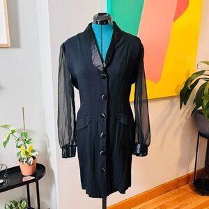 HOLIDAY SALE 50% OFF! // Vintage Sport by D.J. Sheer Sleeve Black Blazer Dress